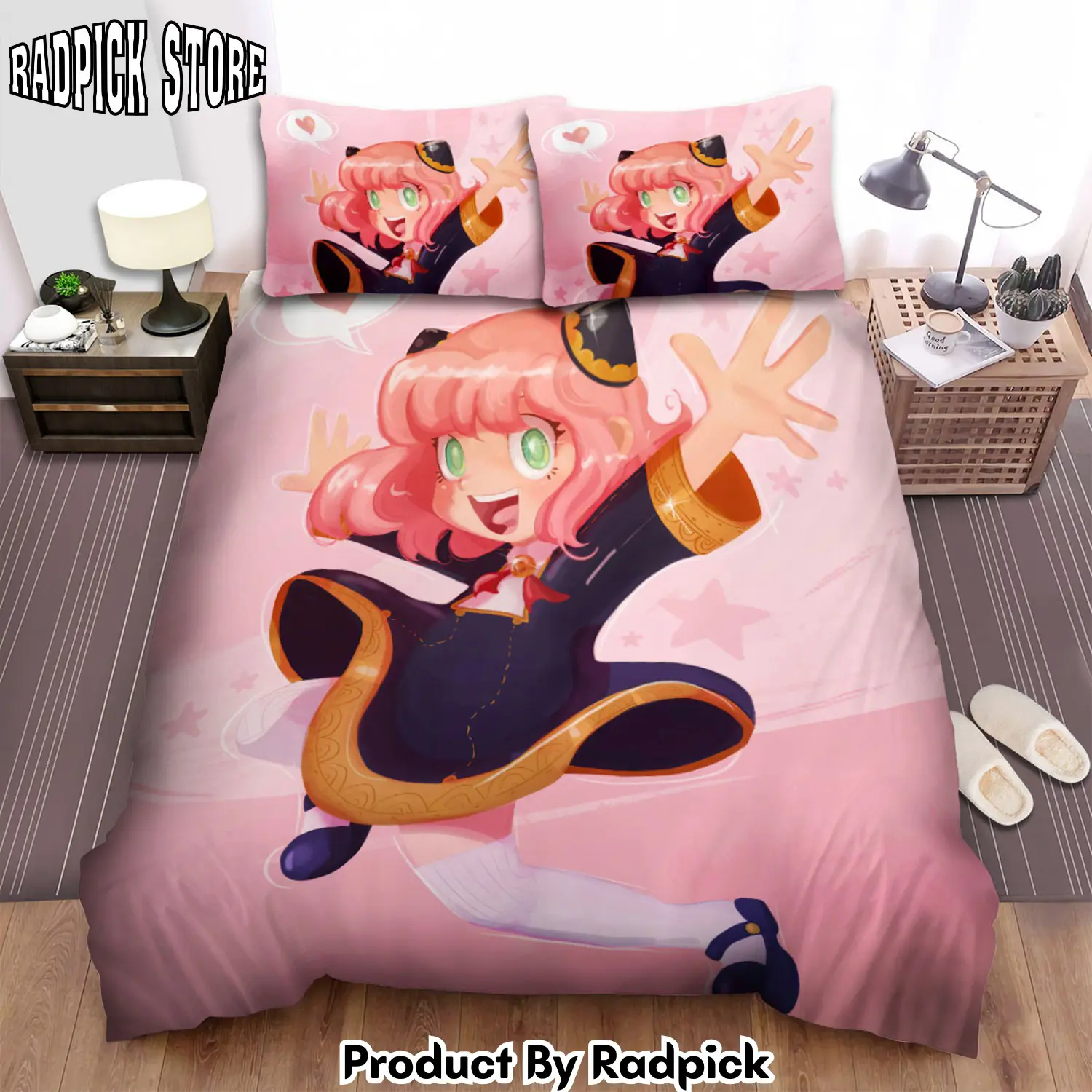 Radpick spy x family loving anya forger digital artwork bed sheets spread duvet cover bedding sets rp3272046